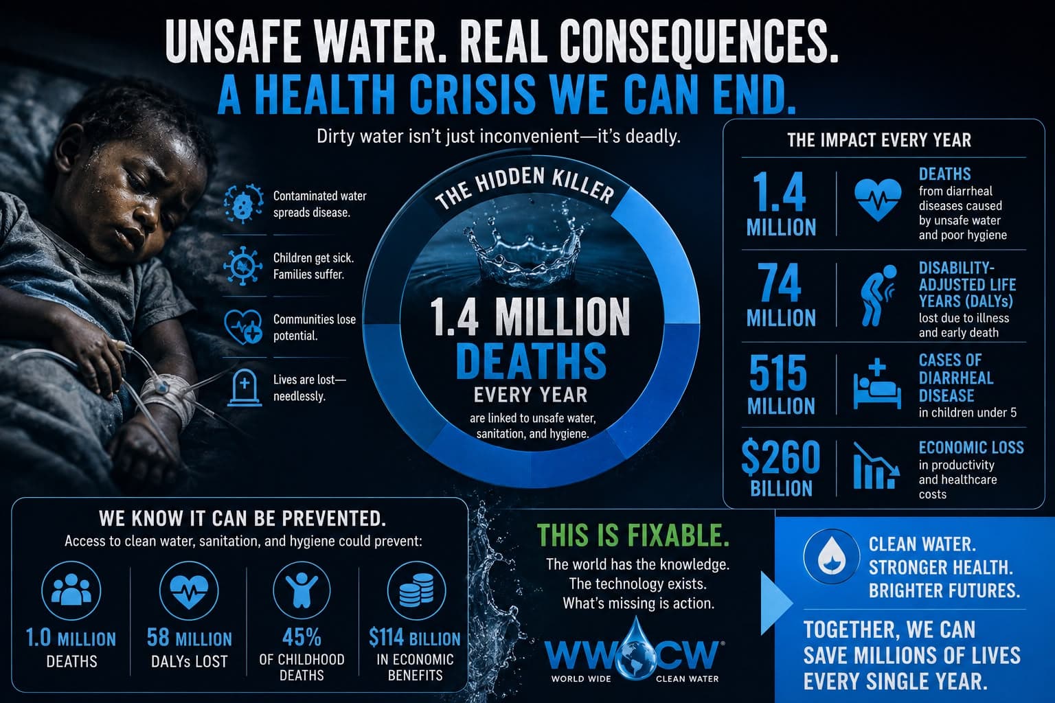 Infographic on the health consequences of unsafe drinking water